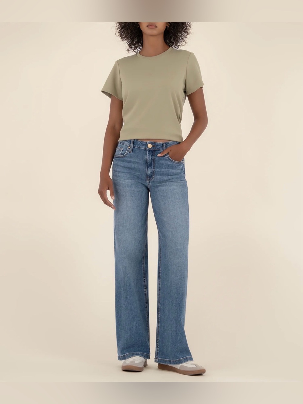 NWT $119 Kut From The Kloth High Rise Wide Leg Jeans 10 In Ablaze Medium Wash